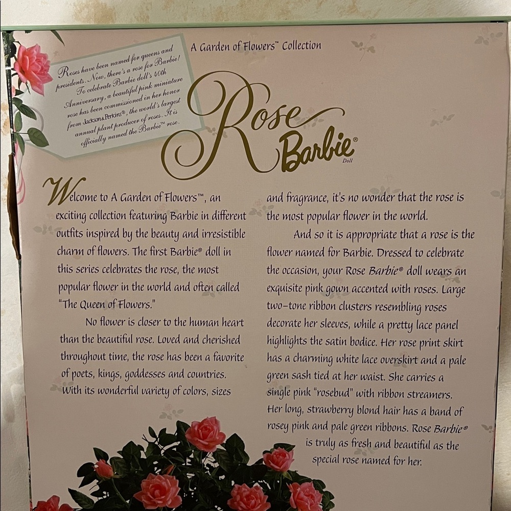 Rose Barbie – Collector Edition – First in Series – Garden of Flowers – NRFB - Picture 9 of 9